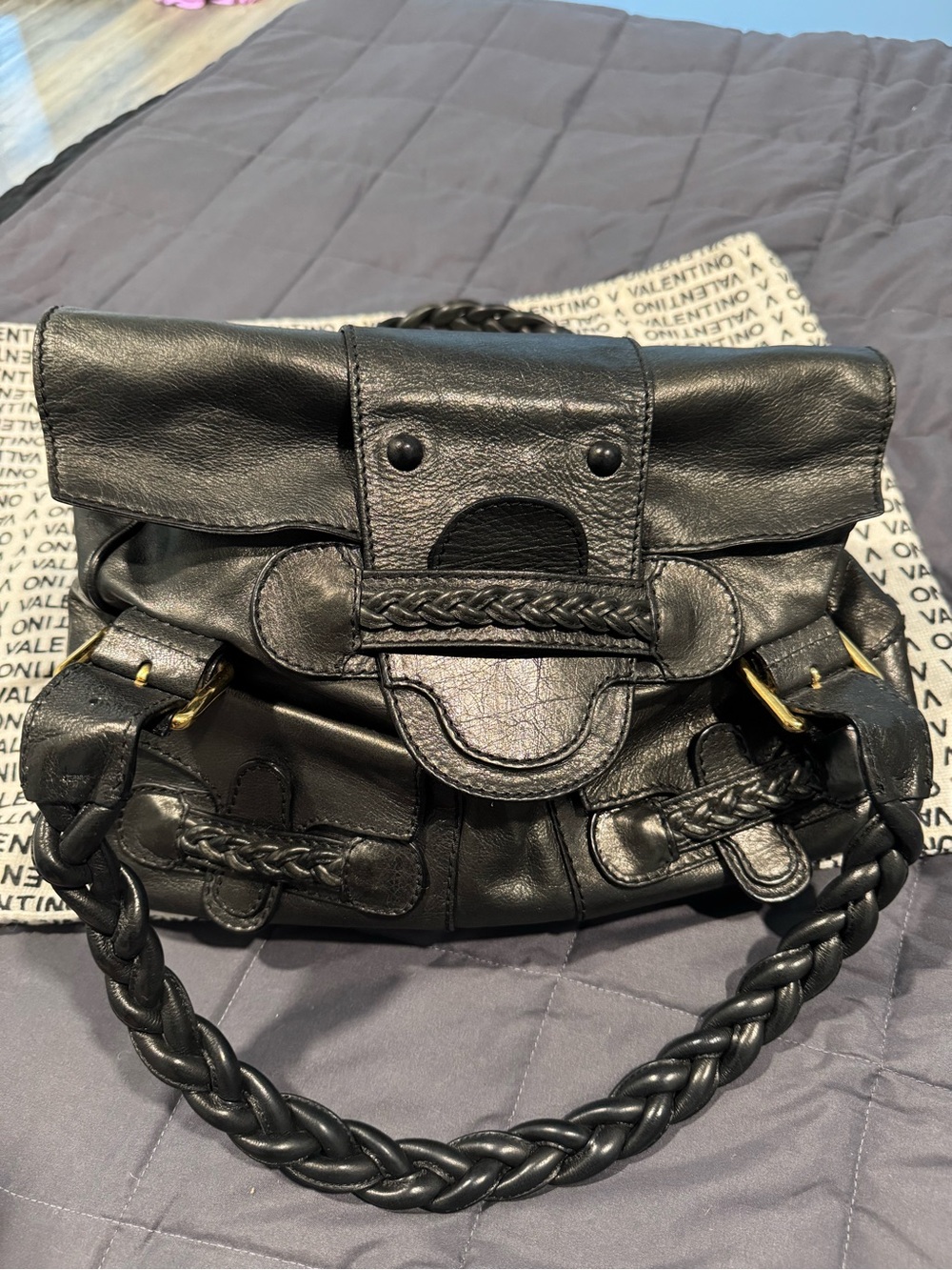 Valentino Histoire Y2K Black Leather Designer Handbag